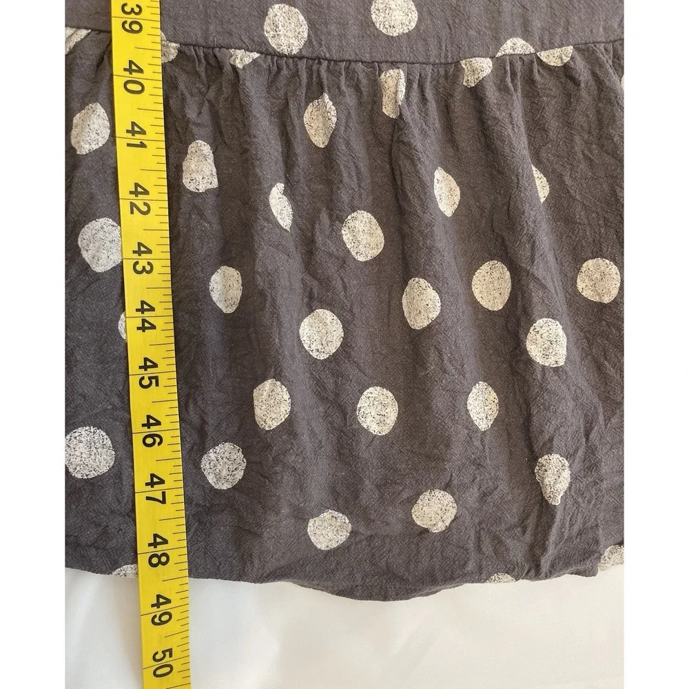 Rylee And‎ Cru Women's Linen Blend Polka Dot Dress Size S Milkmaid Coquette Grey